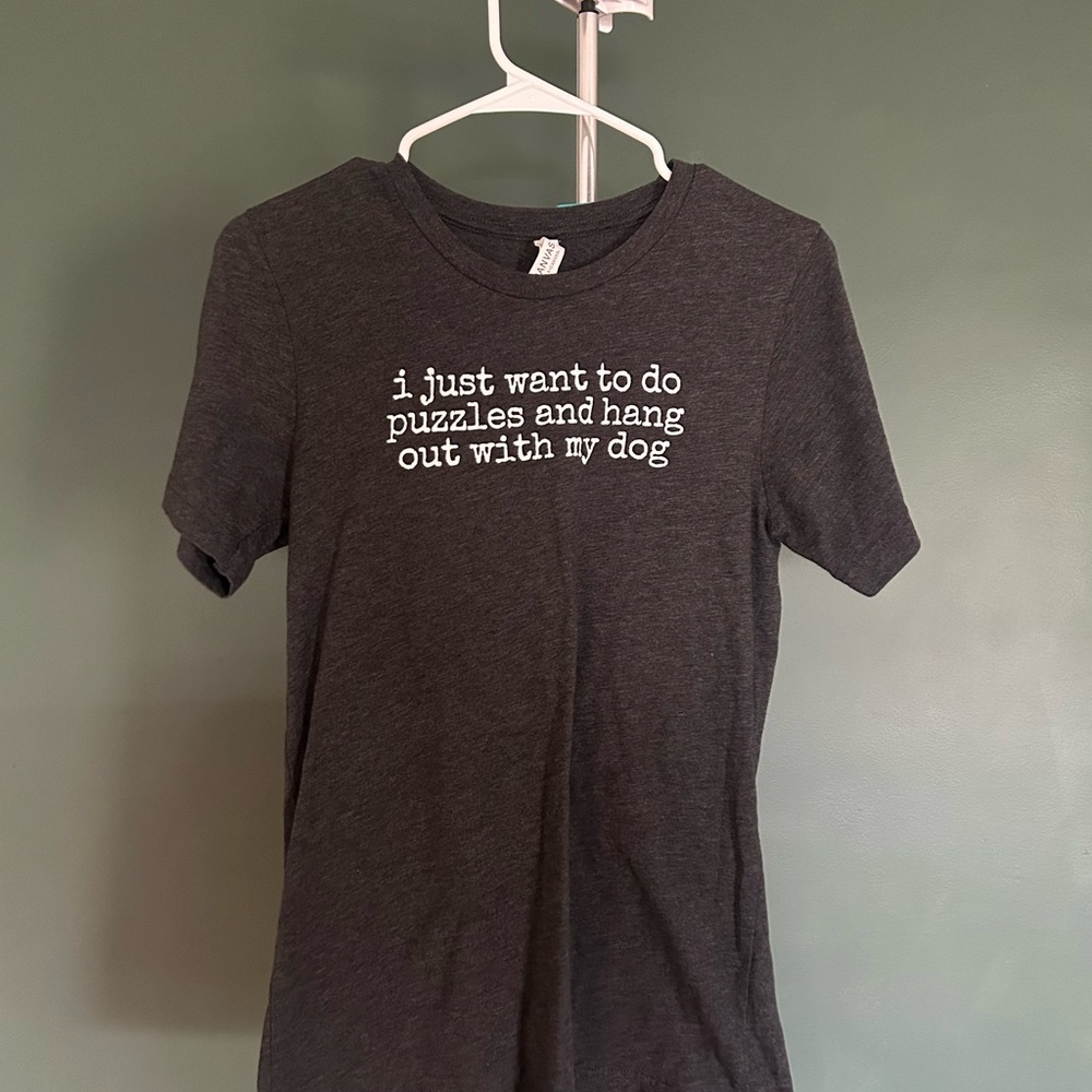 Bella Canvas Charcoal (Dark Gray) Puzzle and Dog Graphic Tee